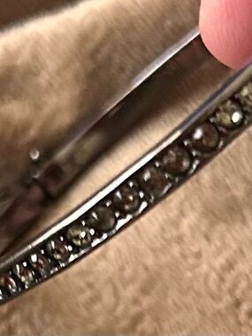 Givenchy Gunmetal Silver Crystal Pavé Bangle - Sparkling Accents